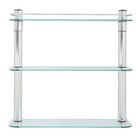 Porta Shampoo Reto Triplo Parafuso Metal e Vidro Prata 60x62x19,50cm Shelf Cris Metal